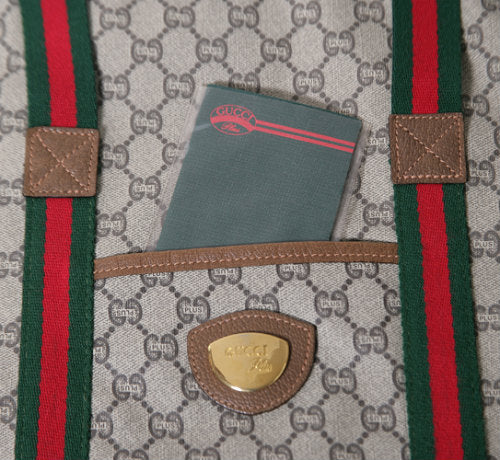 OLD Gucci Plus　折り畳み大型トートボストン（茶）