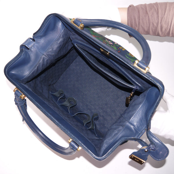 OLD Gucci フローラ コスメドクターズバッグ（紺）