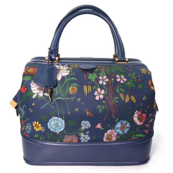OLD Gucci フローラ コスメドクターズバッグ（紺）