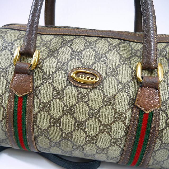 OLD Gucci 筆記体ロゴ2Wayミニボストン（茶）