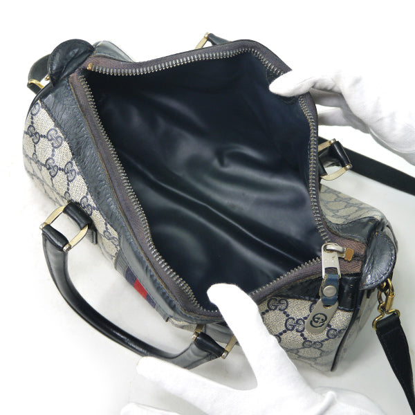 OLD Gucci ドラム型ショルダー付ミニボストン（青）