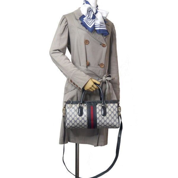 OLD Gucci ドラム型ショルダー付ミニボストン（青）
