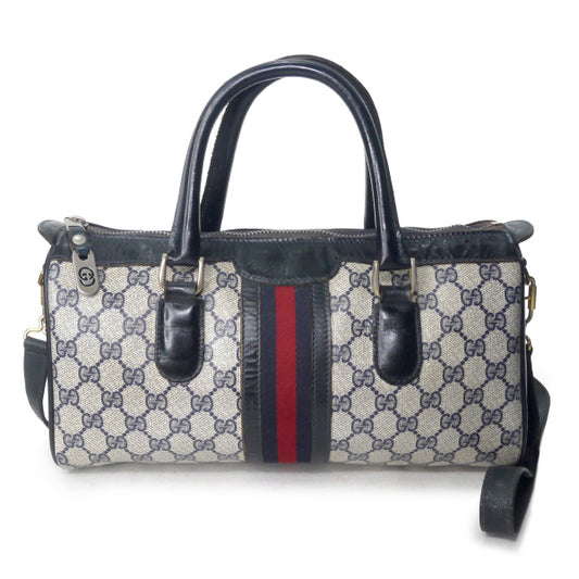 OLD Gucci ドラム型ショルダー付ミニボストン（青）