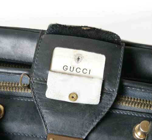 OLD Gucci　ショルダー付き！ミニスーツケース(紺）