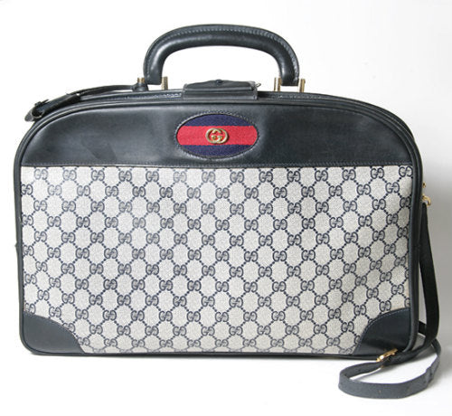 OLD Gucci　ショルダー付き！ミニスーツケース(紺）