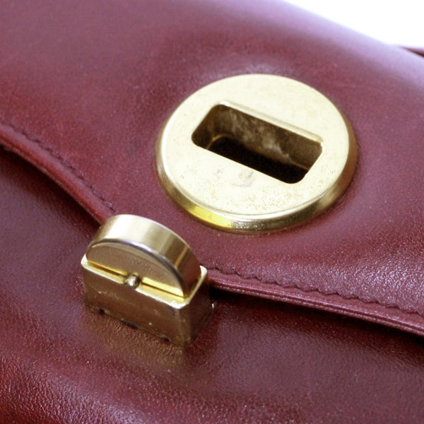 OLD Gucci　総革製スクエアミニハンドバッグ（ボルドー）