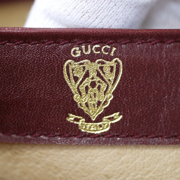 OLD Gucci　総革製スクエアミニハンドバッグ（ボルドー）