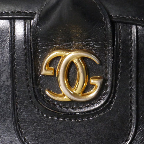 OLD Gucci カウ半円ハンドバッグ（黒)