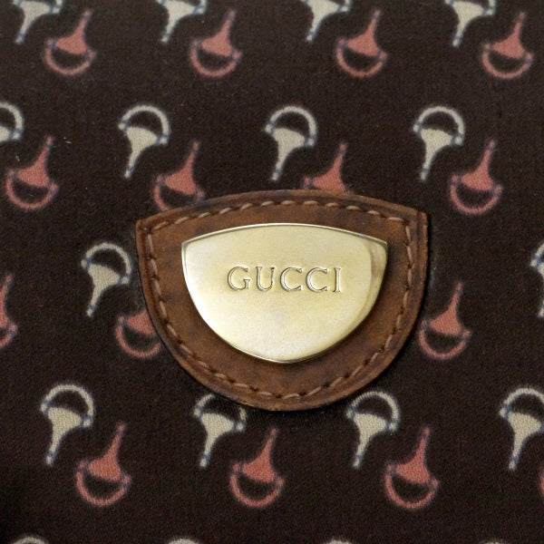 OLD Gucci 　ピンク×白ビット柄ボストン（茶）