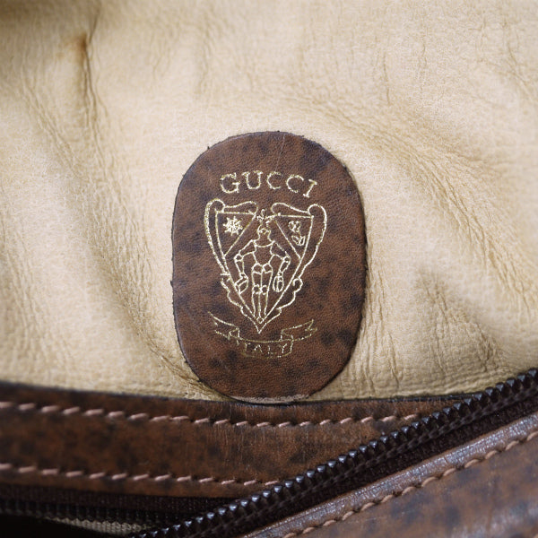 OLD Gucci 　ピンク×白ビット柄ボストン（茶）