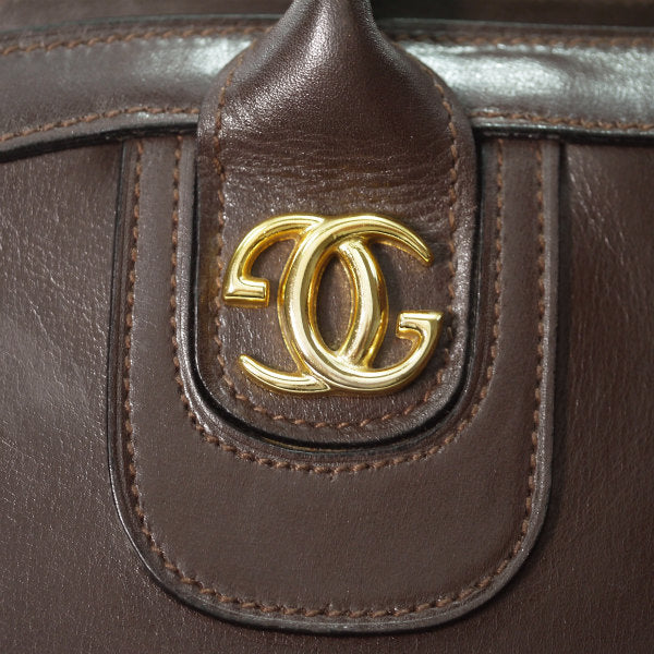 OLD Gucci　総革製GGロゴ半円ミニボストン（濃茶）