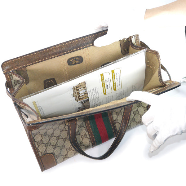 OLD Gucci GG柄モノグラム ケリーバッグ（茶）