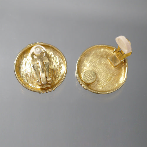 GIVENCHY 百合の紋章イヤリング（ブラックストーン)