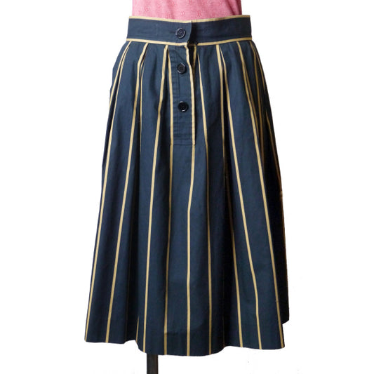 GIVENCHY 　ストライプ フレアスカート（黒×ベージュ）