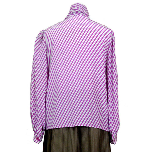 GIVENCHY 　斜めストライプ ボウタイシルクブラウス （ピンク）