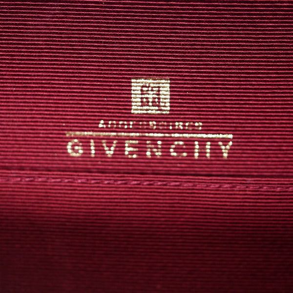 GIVENCHY　チェック柄レザーがま口ハンドバッグ（ボルドー系）