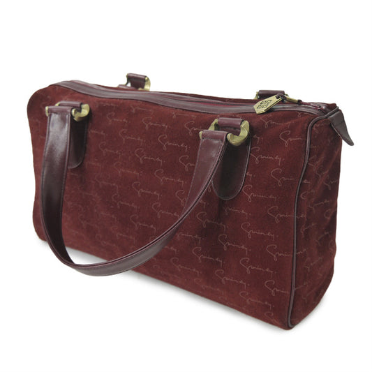 GIVENCHY　筆記体ロゴグラム スウェードボストン（ボルドー）