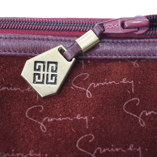 GIVENCHY　筆記体ロゴグラム スウェードボストン（ボルドー）