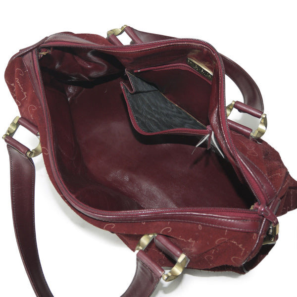 GIVENCHY　筆記体ロゴグラム スウェードボストン（ボルドー）