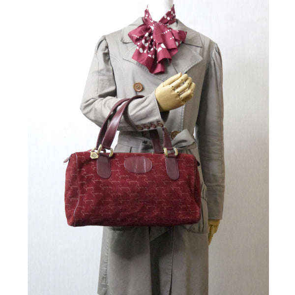 GIVENCHY　筆記体ロゴグラム スウェードボストン（ボルドー）