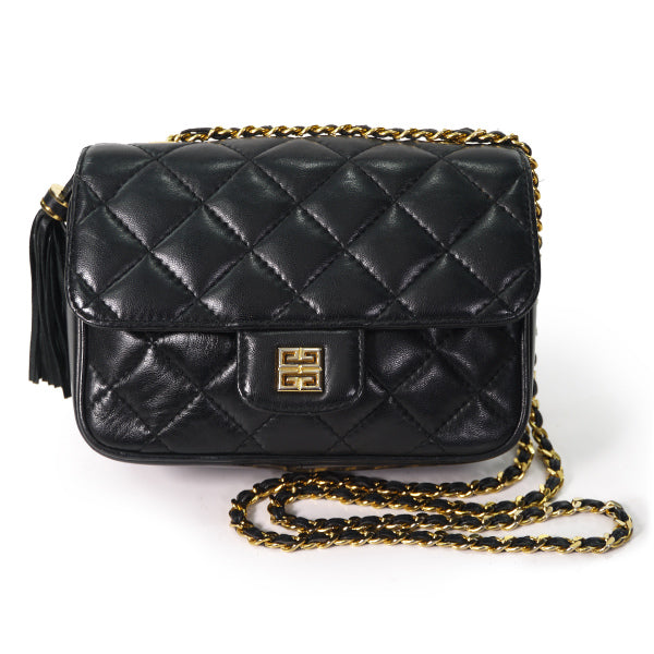 GIVENCHY フリンジ付マトラッセ チェーンショルダー（黒）