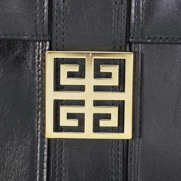 GIVENCHY ロゴプレート総革ショルダー（黒）