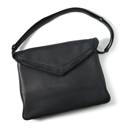 GIVENCHY 型押しレザー スクエアショルダー（黒/箱付）