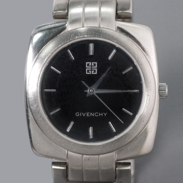 GIVENCHY ブラックフェイス蛇腹腕時計（シルバー）