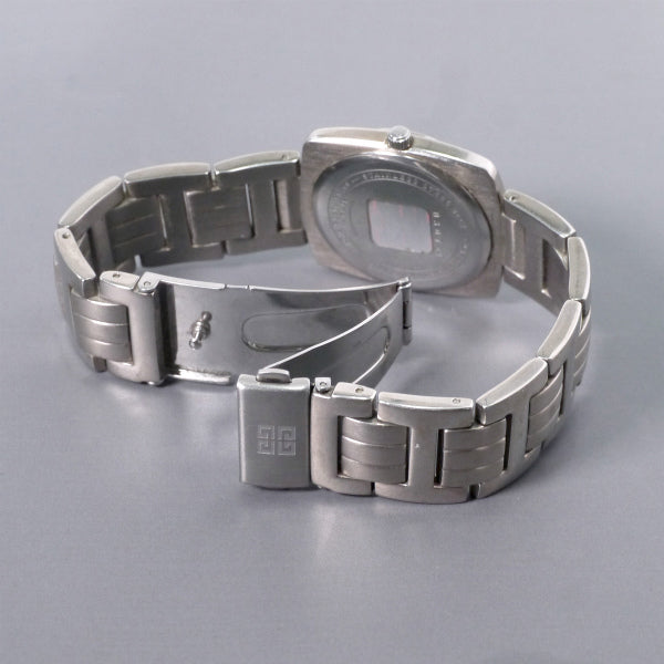 GIVENCHY ブラックフェイス蛇腹腕時計（シルバー）