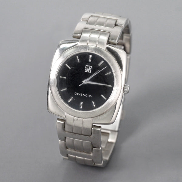 GIVENCHY ブラックフェイス蛇腹腕時計（シルバー）