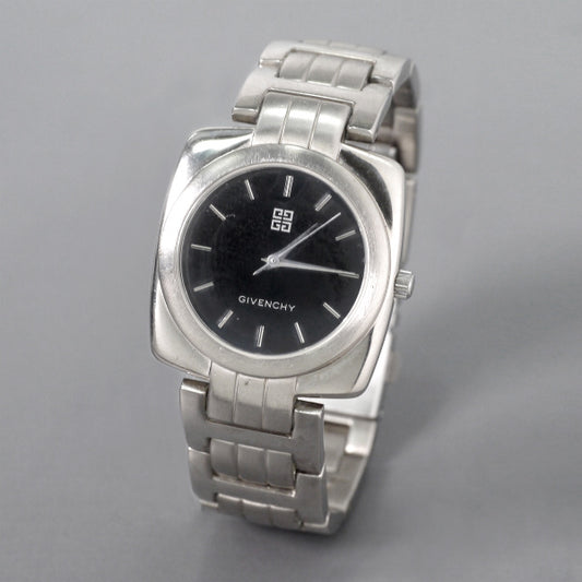 GIVENCHY ブラックフェイス蛇腹腕時計（シルバー）