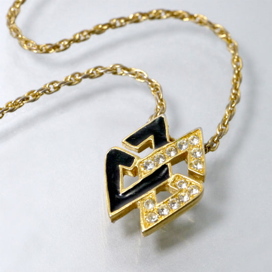 GIVENCHY GGロゴストーン×ブラックネックレス（ゴールド）