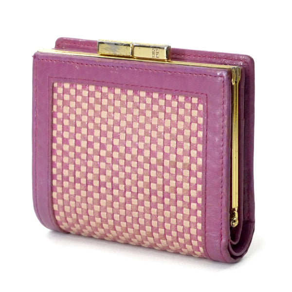 GIVENCHY 編み込みレザーがま口折財布（ピンク）