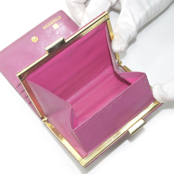 GIVENCHY 編み込みレザーがま口折財布（ピンク）