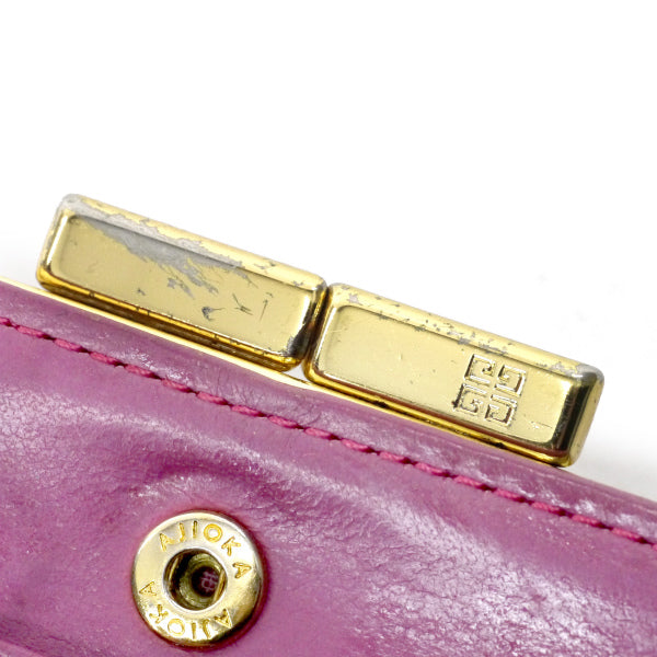 GIVENCHY 編み込みレザーがま口折財布（ピンク）