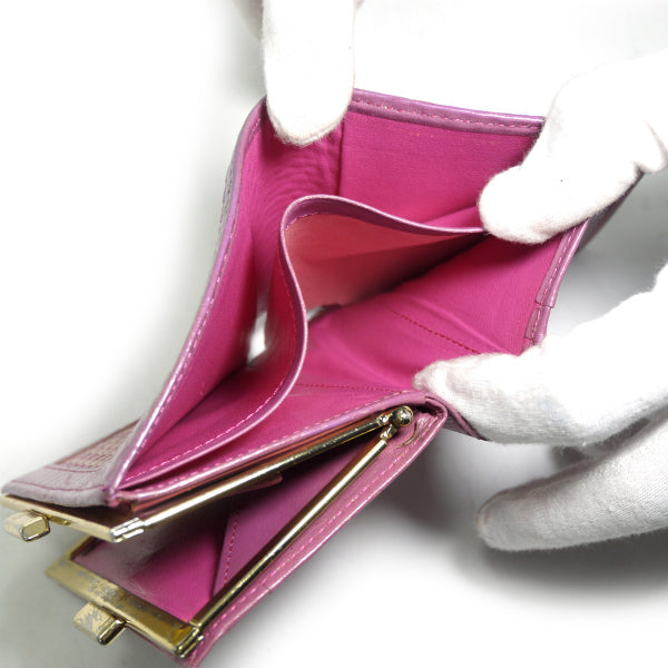 GIVENCHY 編み込みレザーがま口折財布（ピンク）