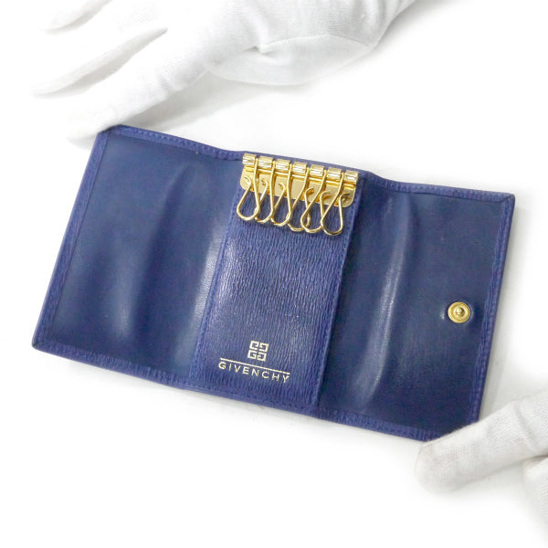 GIVENCHY　4Gロゴレザー6連キーケース（青）