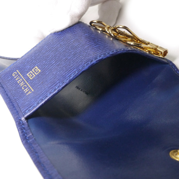 GIVENCHY　4Gロゴレザー6連キーケース（青）