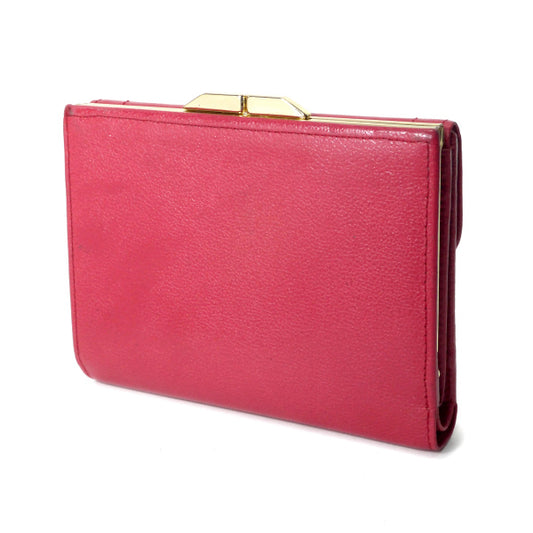 GIVENCHY サークルロゴ金具レザーがま口折財布（ローズ）