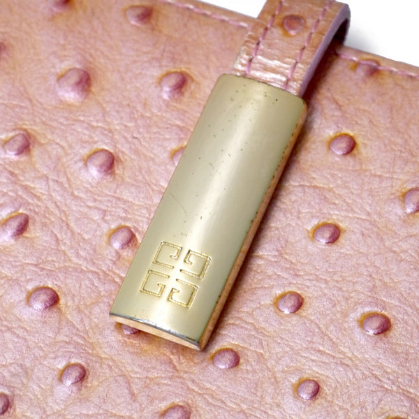 GIVENCHY　オーストリッチ4Gロゴ折財布（ベビーピンク）