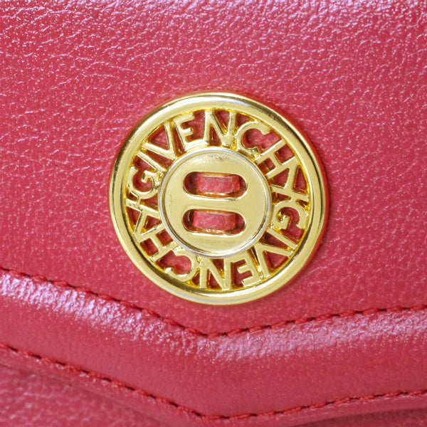 GIVENCHY サークルロゴ金具レザーがま口折財布（ローズ）