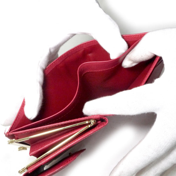 GIVENCHY サークルロゴ金具レザーがま口折財布（ローズ）