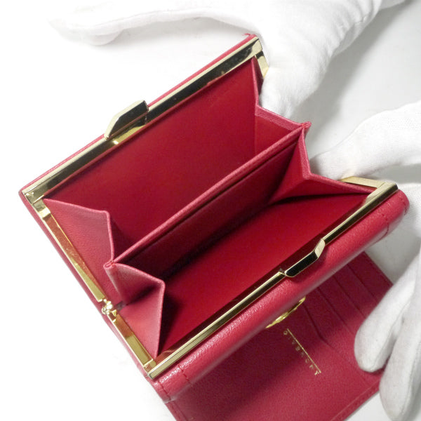 GIVENCHY サークルロゴ金具レザーがま口折財布（ローズ）