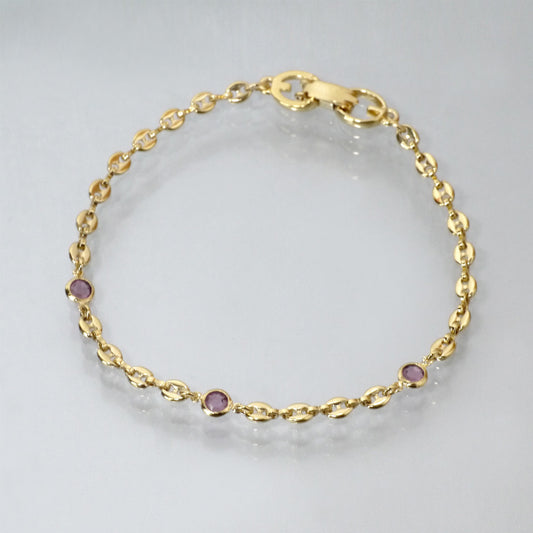 GIVENCHY カラーストーンチェーンブレスレット（ゴールド）