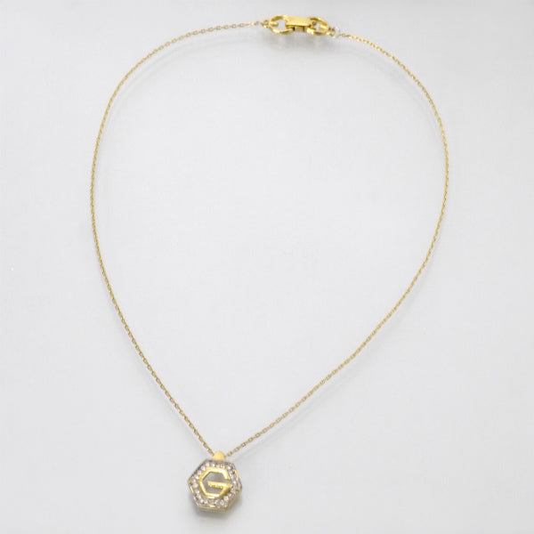 GIVENCHY オクタゴンGロゴビジューネックレス（ゴールド）