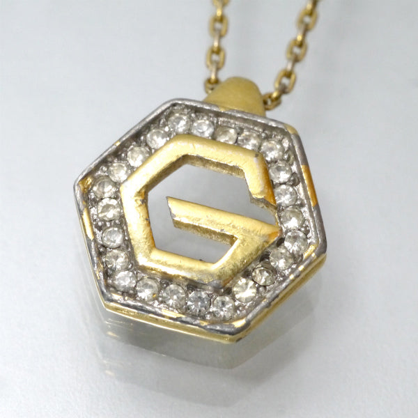 GIVENCHY オクタゴンGロゴビジューネックレス（ゴールド）