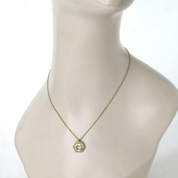 GIVENCHY オクタゴンGロゴビジューネックレス（ゴールド）