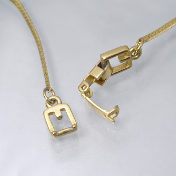 GIVENCHY ダイヤ型Gロゴビジューネックレス（ゴールド/赤）