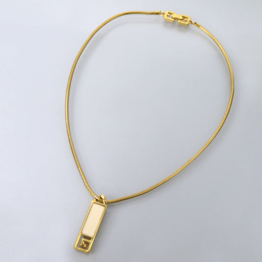 GIVENCHY 1977年製Gロゴバーネックレス（ゴールド/ホワイト）