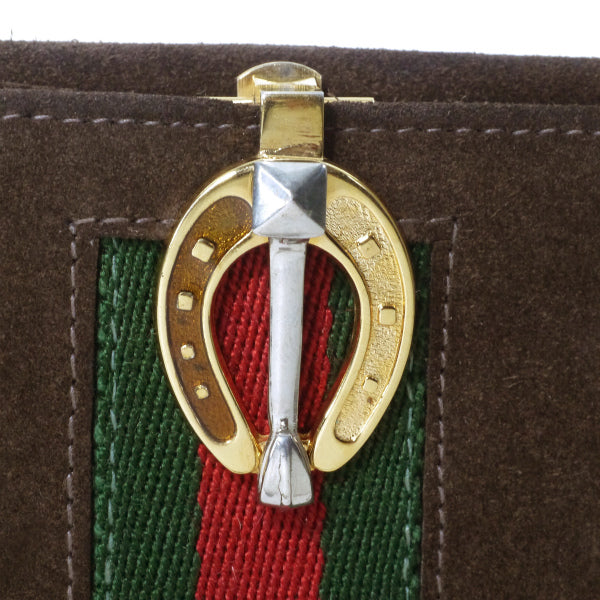 OLD Gucci  スエード２つ折れ財布（茶・シェリーライン）